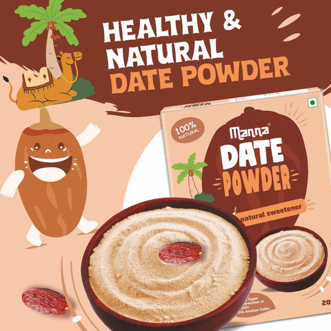 Manna Date Powder Natural Sweetner for Kids | 100% Arabian Dates | No Added Sugar, Preservatives or Chemicals